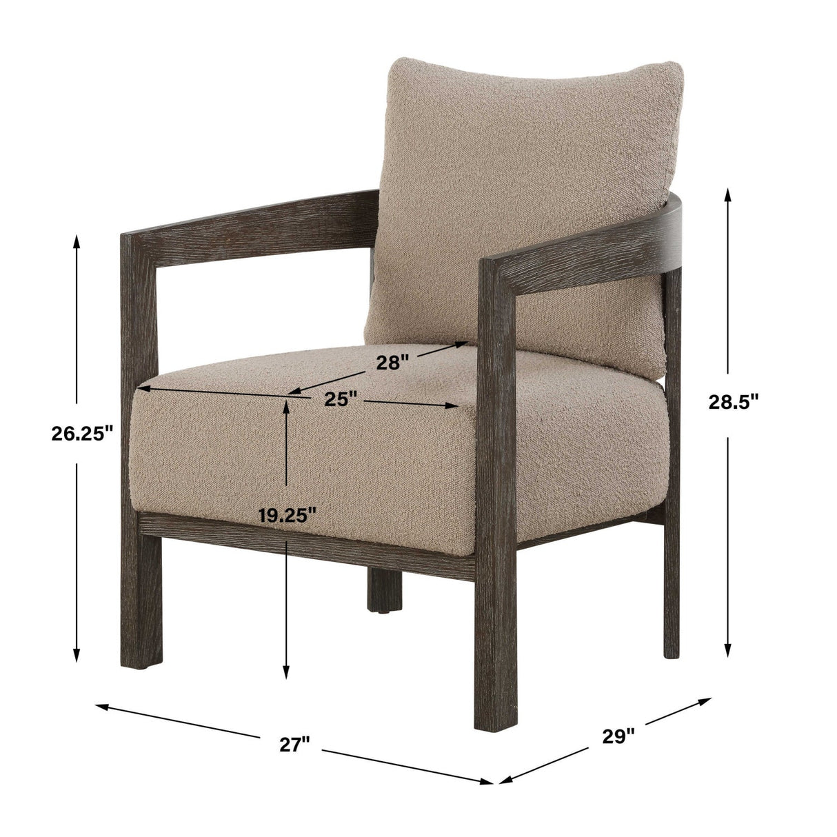 Beige Boucle Accent Chair by Uttermost Sienna, alternate view 11