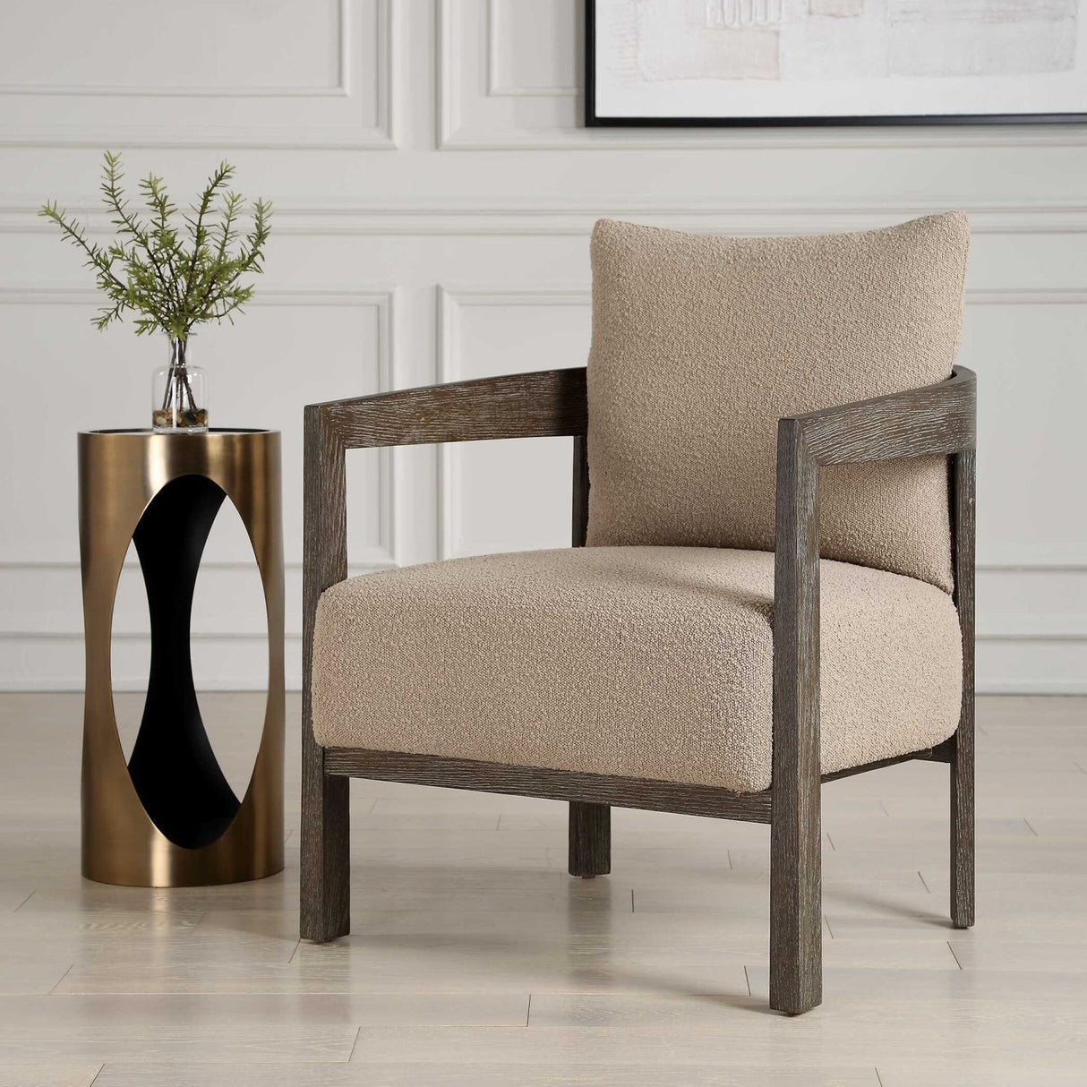 Beige Boucle Accent Chair by Uttermost Sienna, alternate view 10