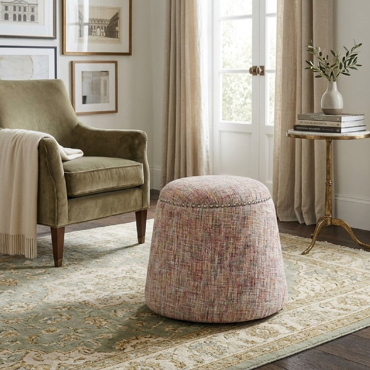 Confetti Chenille Ottoman by Uttermost Gumdrop, alternate view 5