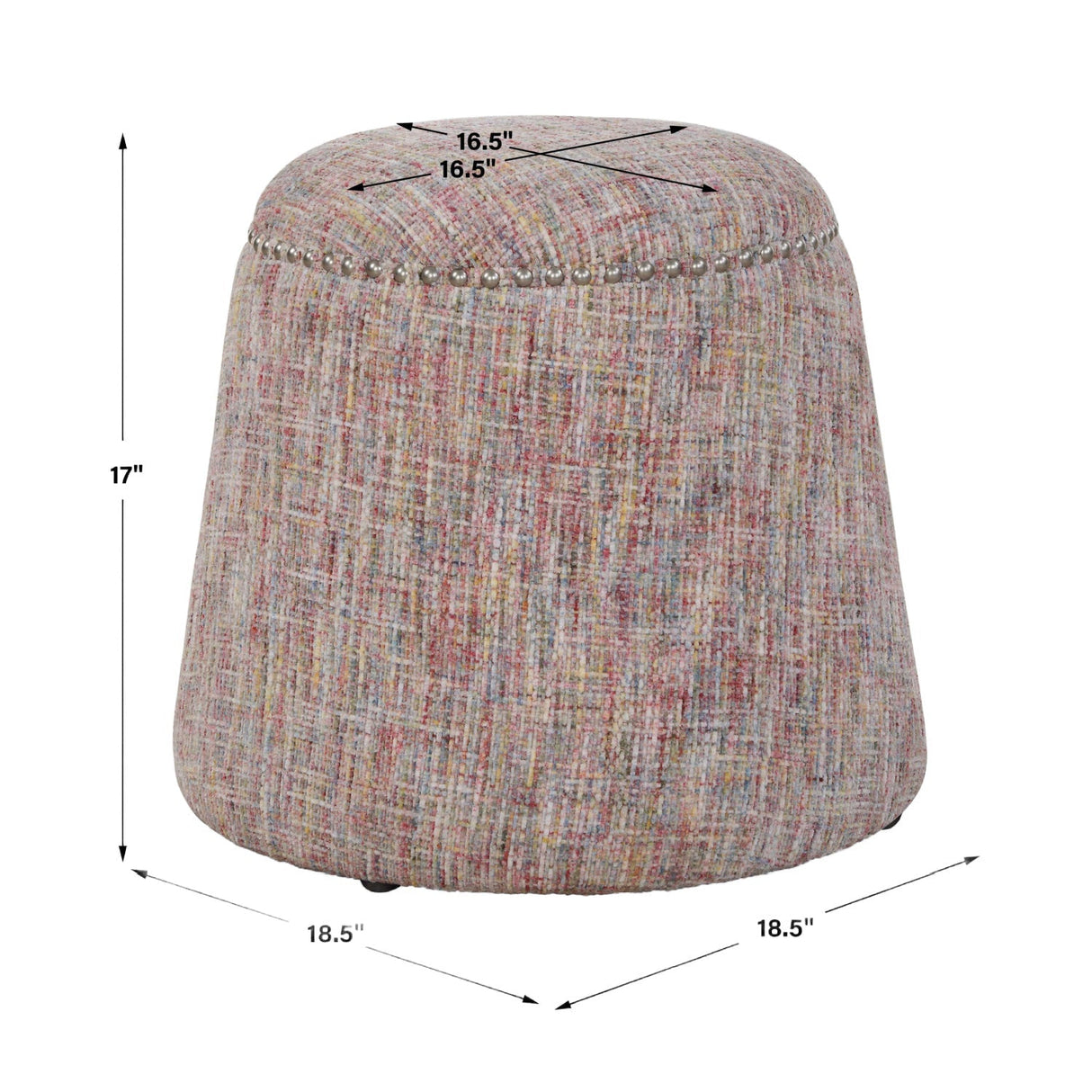 Confetti Chenille Ottoman by Uttermost Gumdrop, alternate view 4
