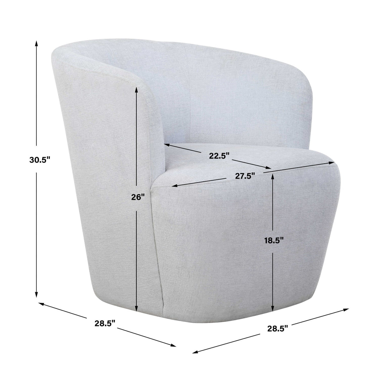 Barrel Style Swivel Chair by Uttermost Mist, alternate view 9