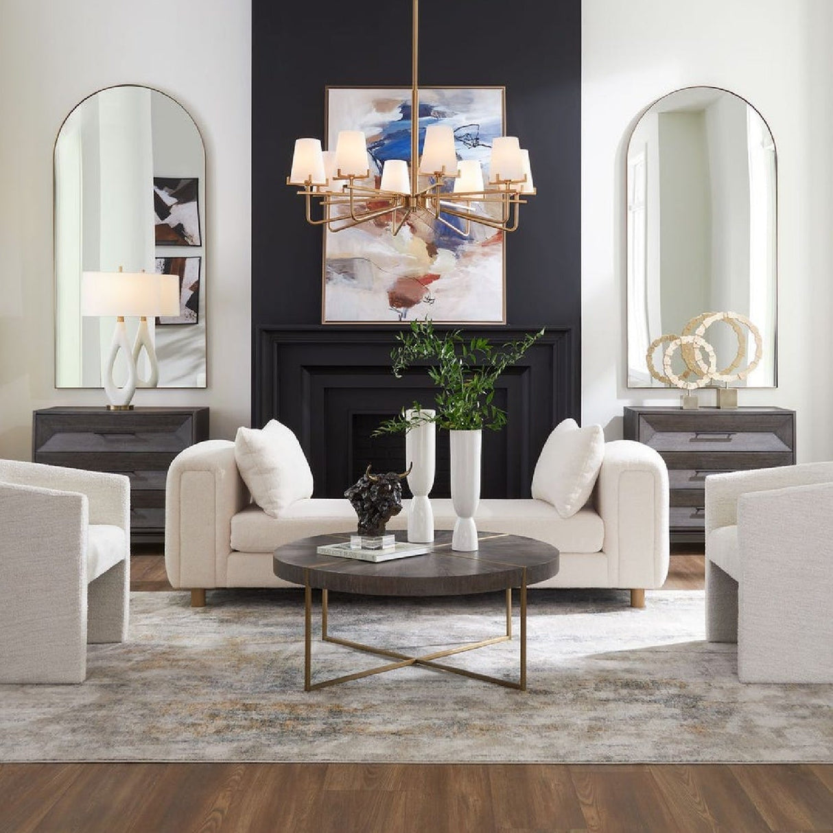 White Sheepskin Oversized Bench by Uttermost Repose, alternate view 2