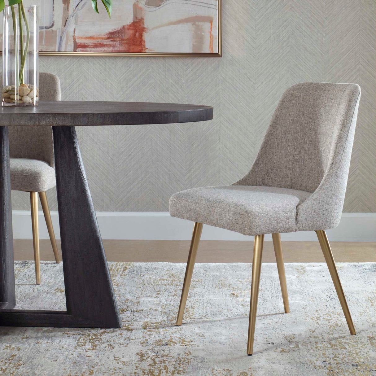 Taupe Fabric Sloped Dining Chair by Uttermost Bramwell, alternate view 2
