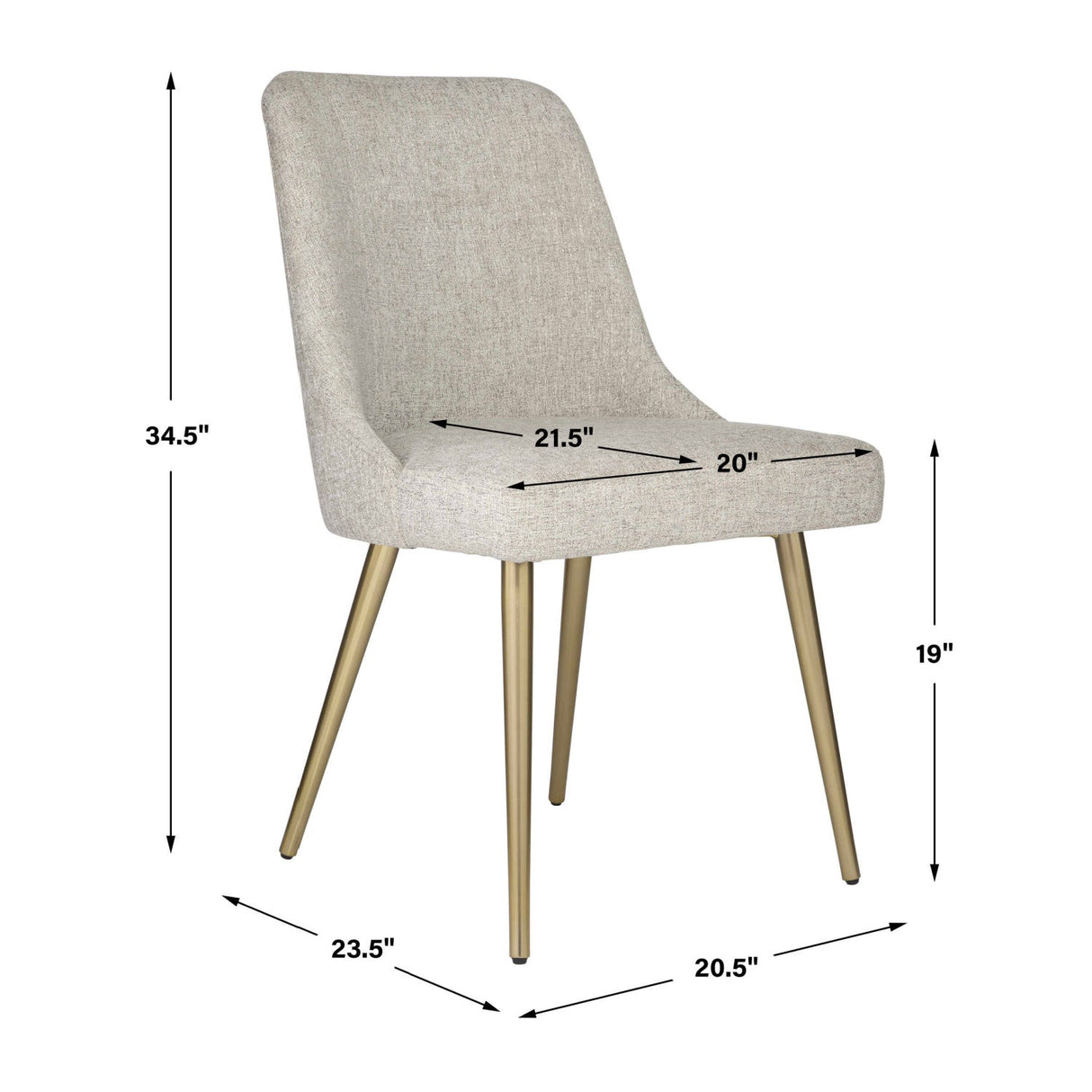 Taupe Fabric Sloped Dining Chair by Uttermost Bramwell, alternate view 8