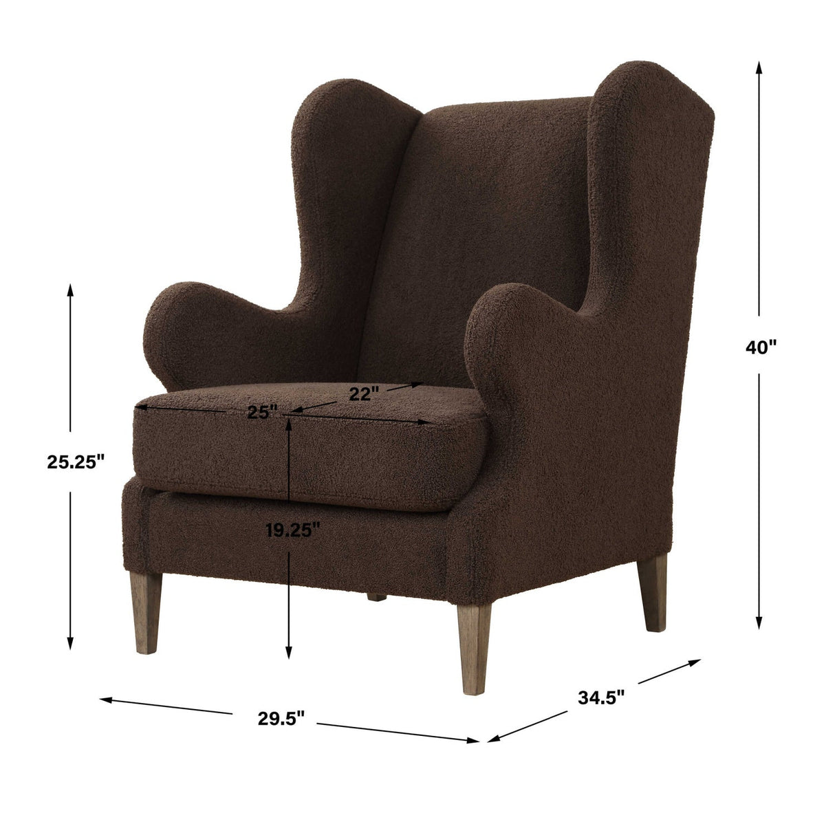 Brown Shearling Accent Chair by Uttermost Serpentine, alternate view 10