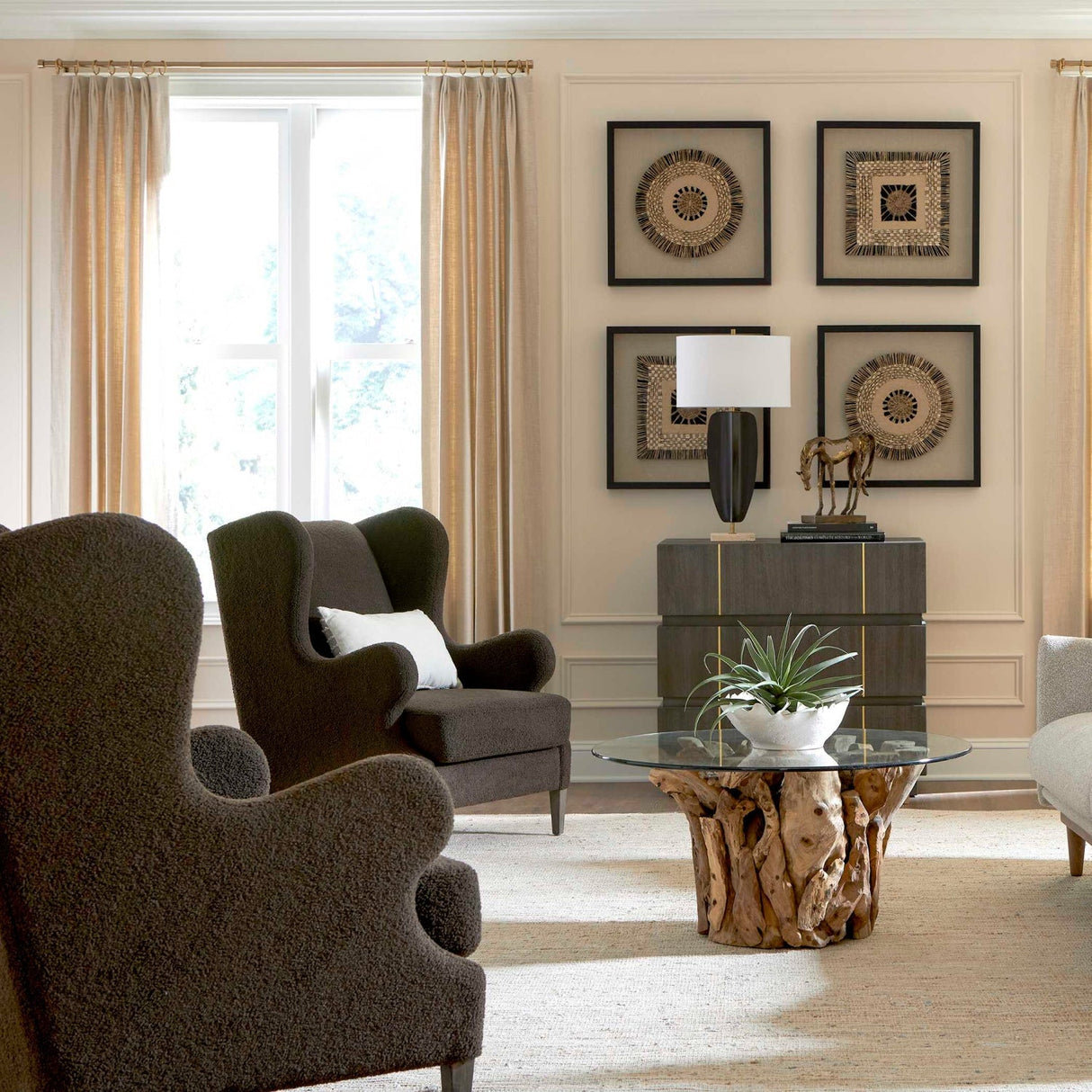 Brown Shearling Accent Chair by Uttermost Serpentine, alternate view 8