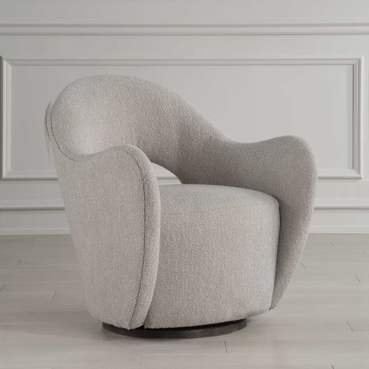 Beige Cutout-Back Swivel Chair by Uttermost Wander, alternate view 8