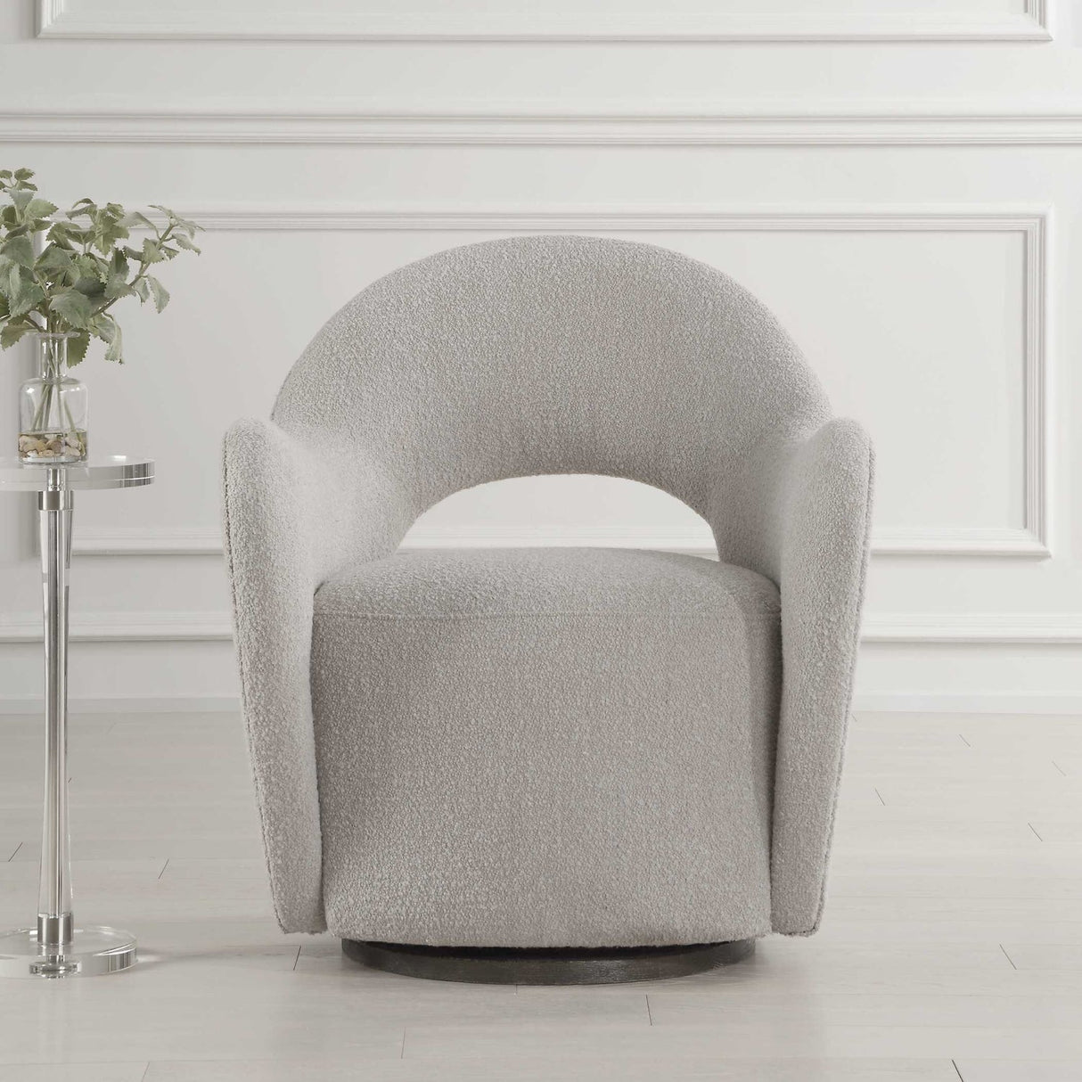 Beige Cutout-Back Swivel Chair by Uttermost Wander, alternate view 9