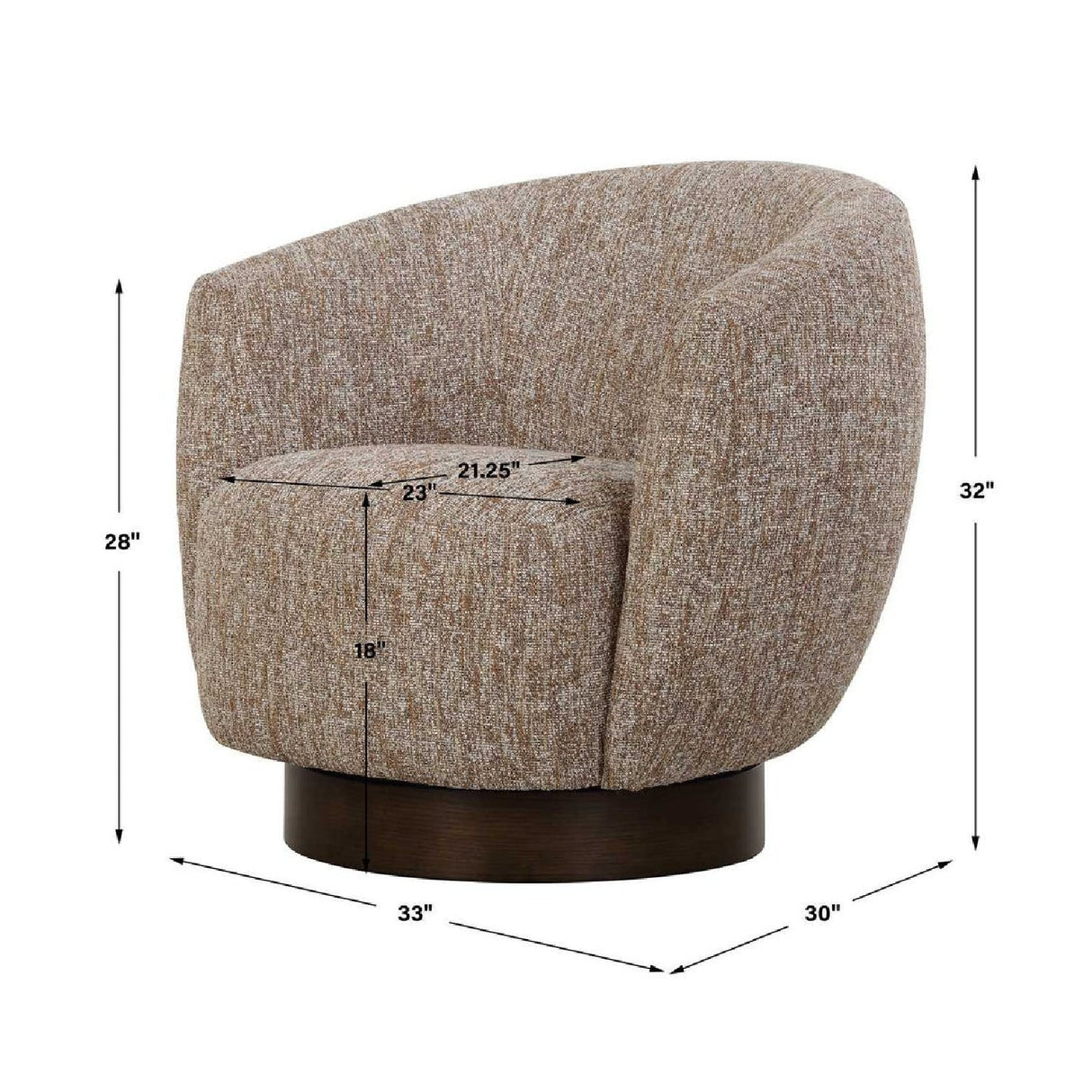 Brown Barrel Swivel Chair by Uttermost Dunes, alternate view 9