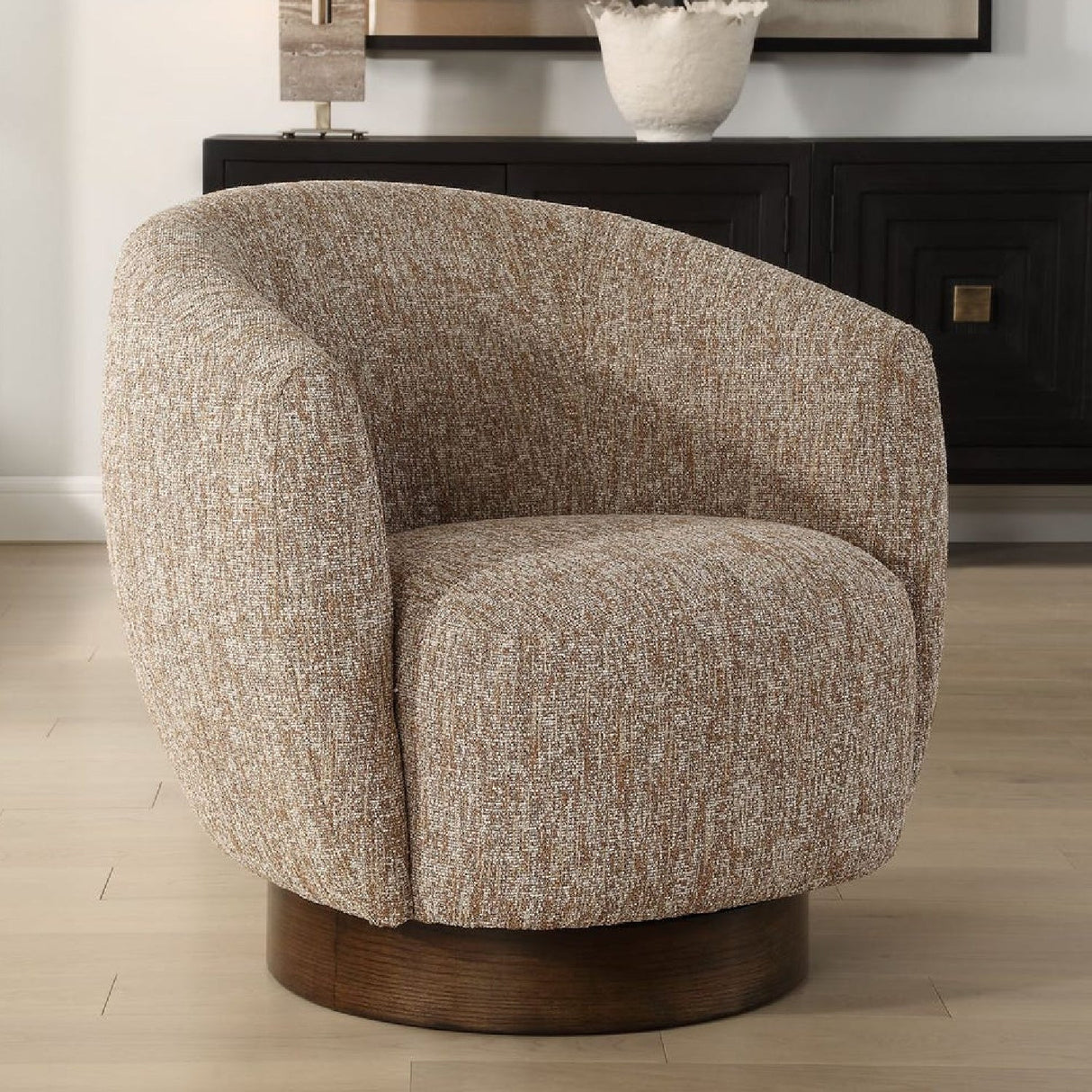 Brown Barrel Swivel Chair by Uttermost Dunes, alternate view 7