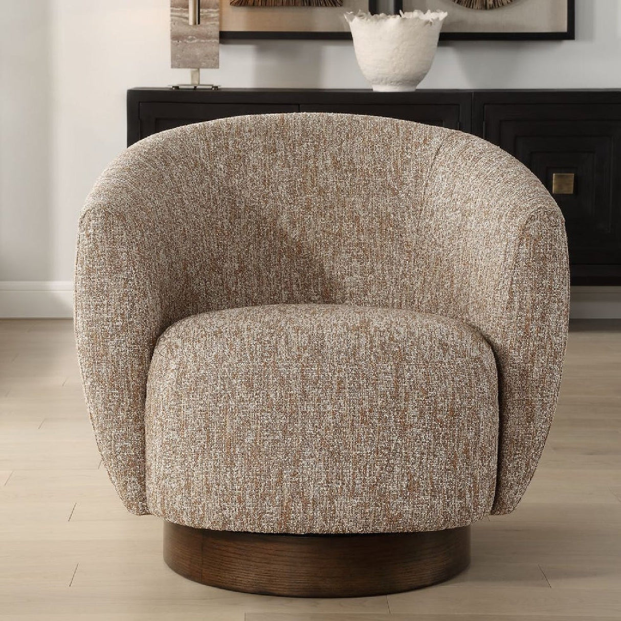 Brown Barrel Swivel Chair by Uttermost Dunes, alternate view 8