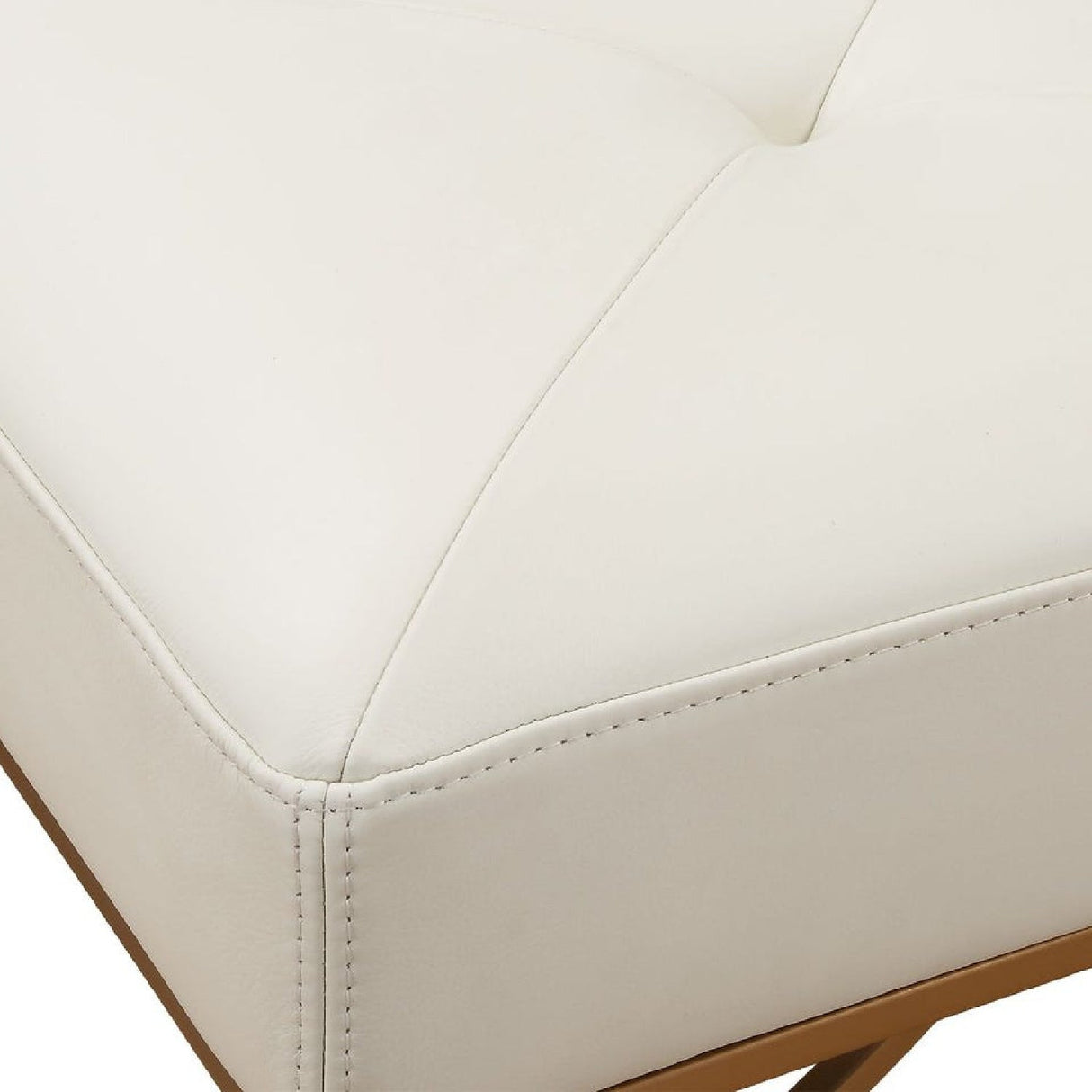 Tufted White Leather Bench by Uttermost Swale, alternate view 6