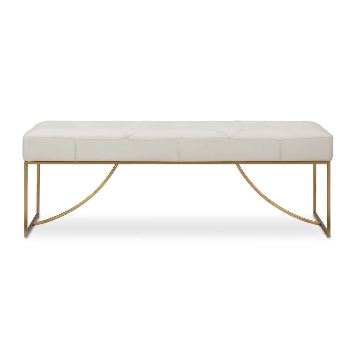 Tufted White Leather Bench by Uttermost Swale