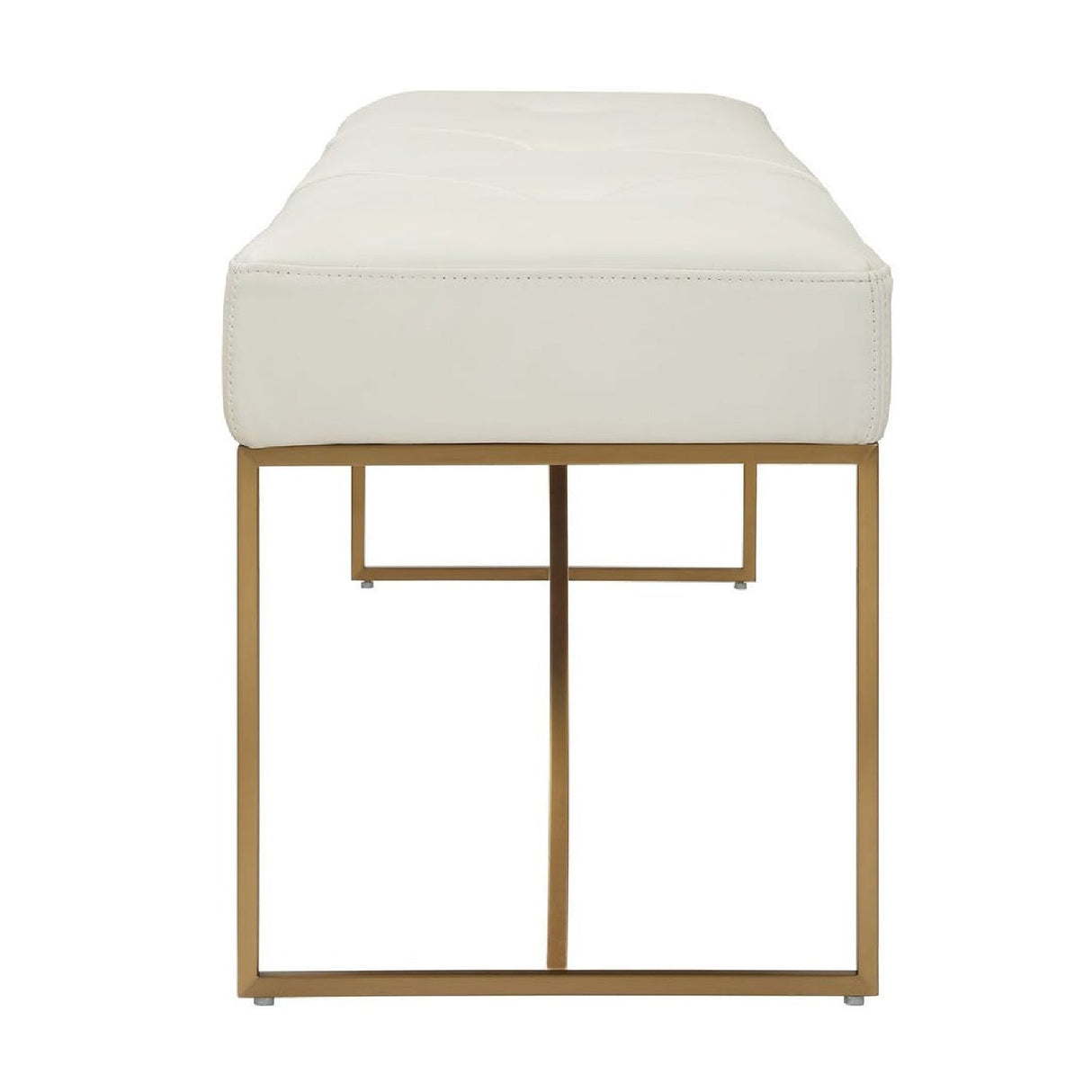 Tufted White Leather Bench by Uttermost Swale, alternate view 4