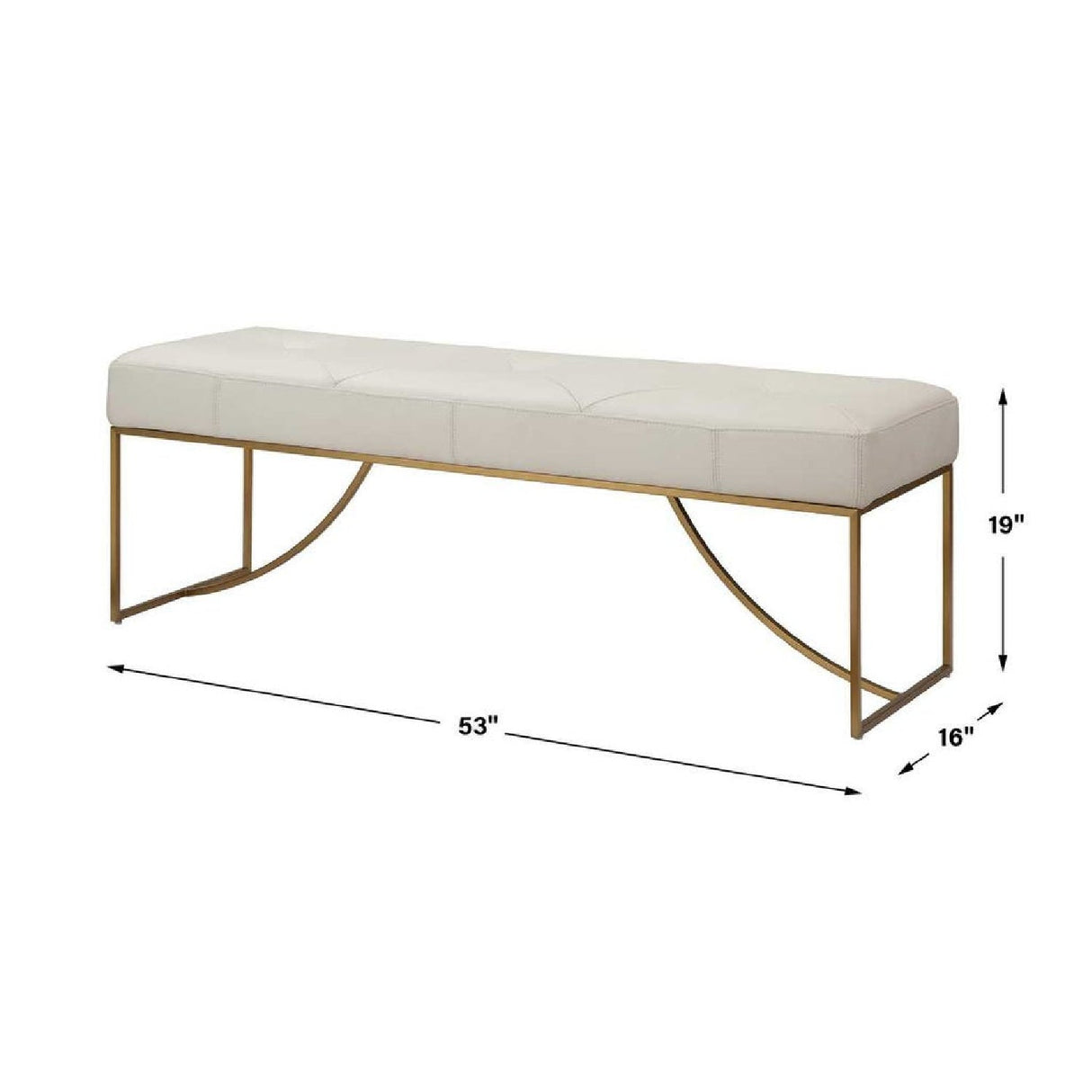 Tufted White Leather Bench by Uttermost Swale, alternate view 5