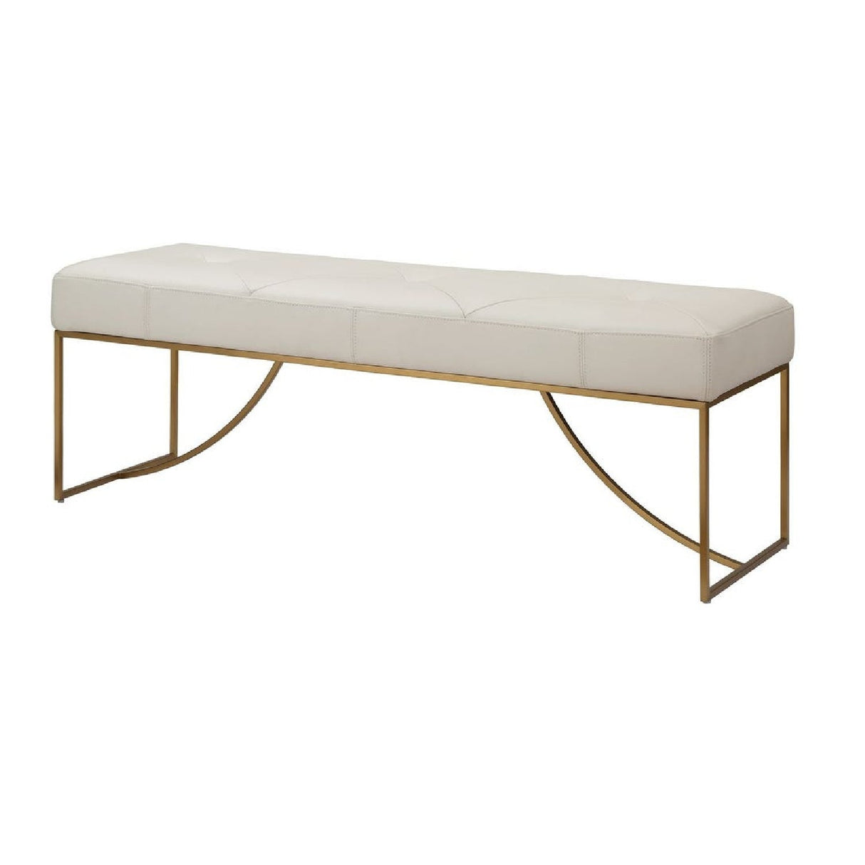Tufted White Leather Bench by Uttermost Swale, alternate view 3