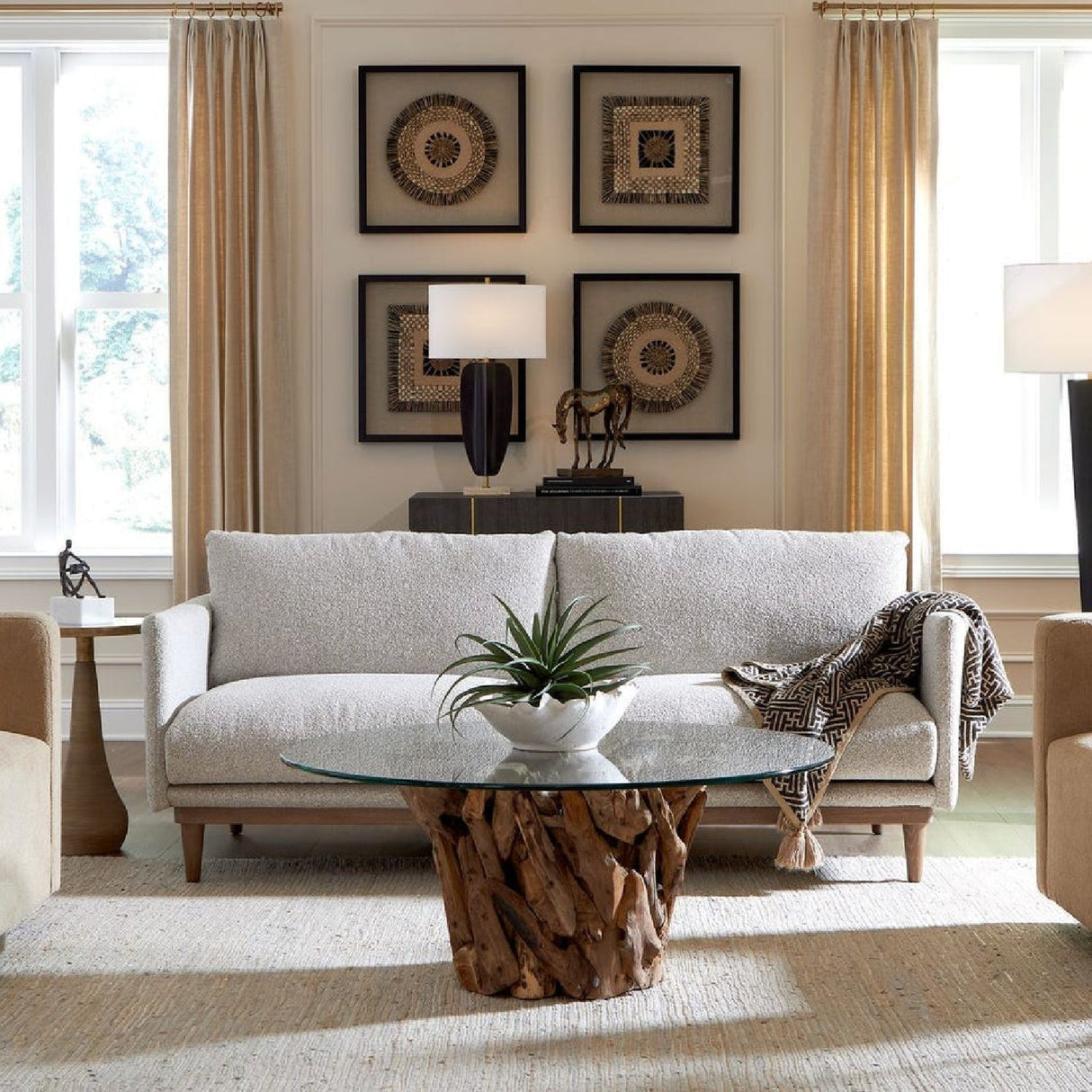 Beige Boucle Sofa by Uttermost Freefall, alternate view 11