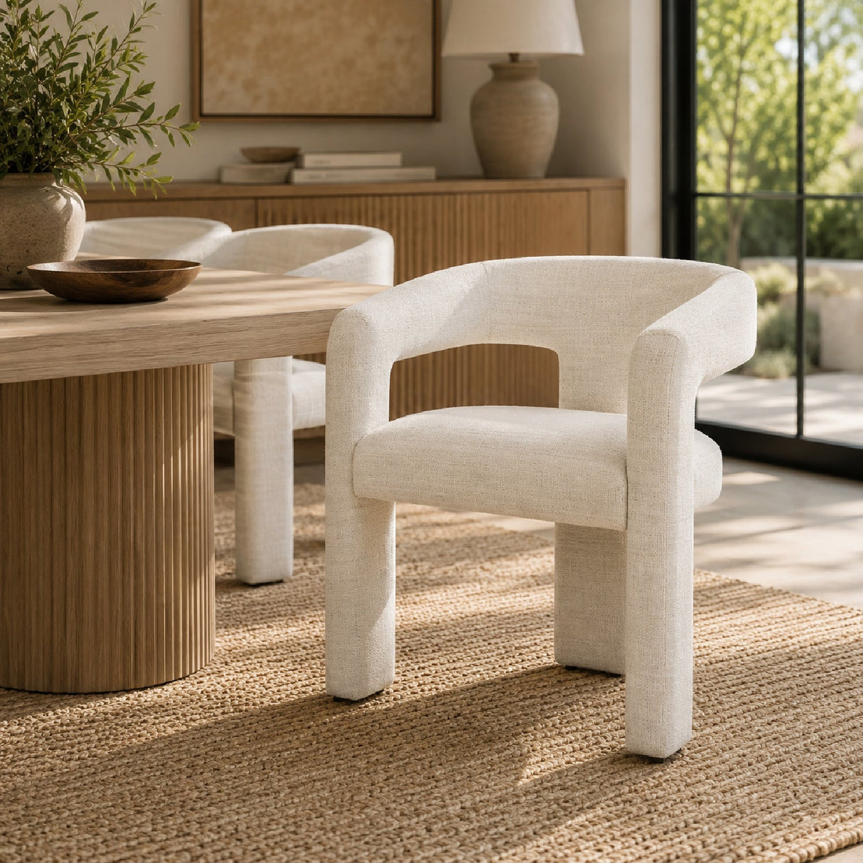 White Three-Legged Dining Chair by Uttermost Perspective, alternate view 2
