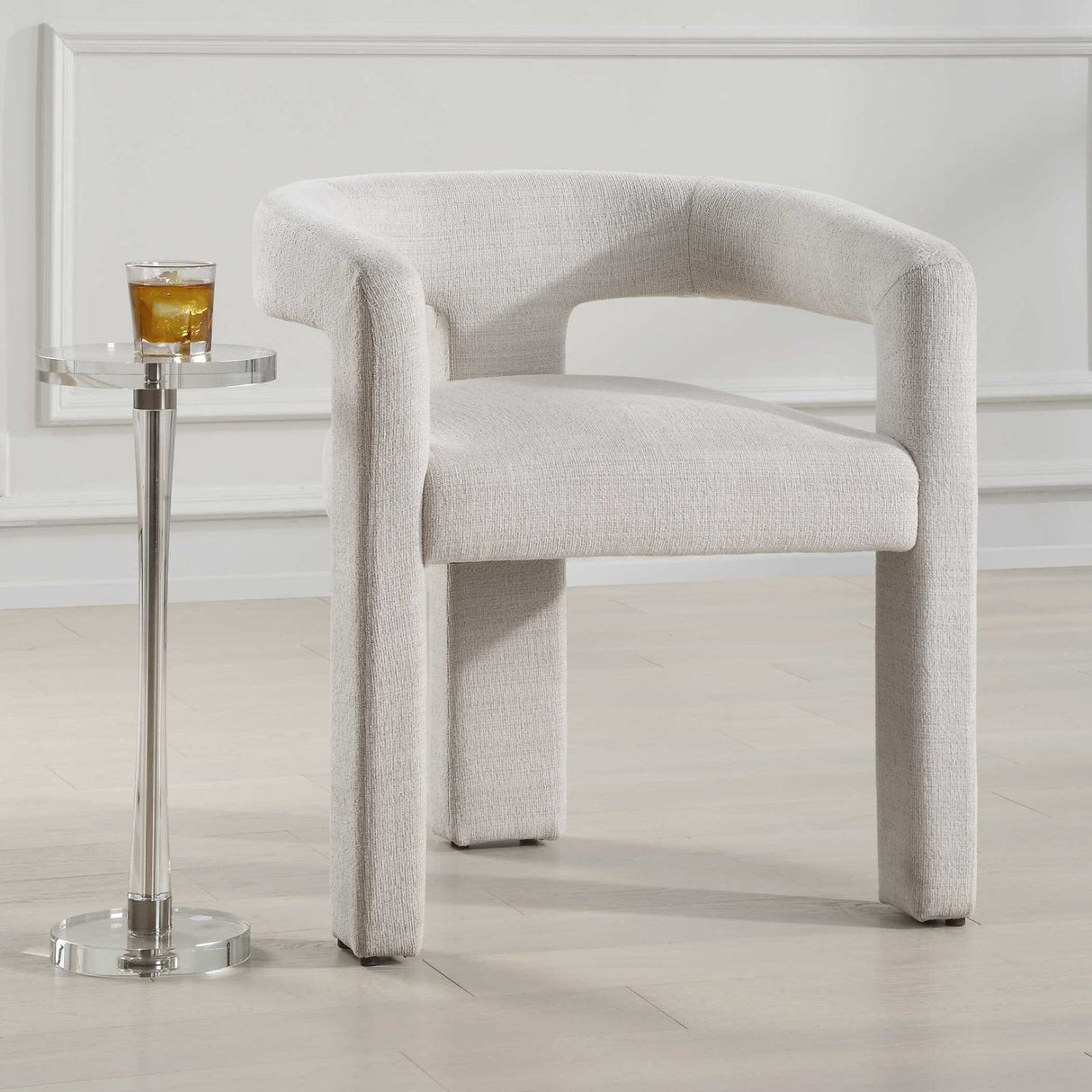 White Three-Legged Dining Chair by Uttermost Perspective, alternate view 7
