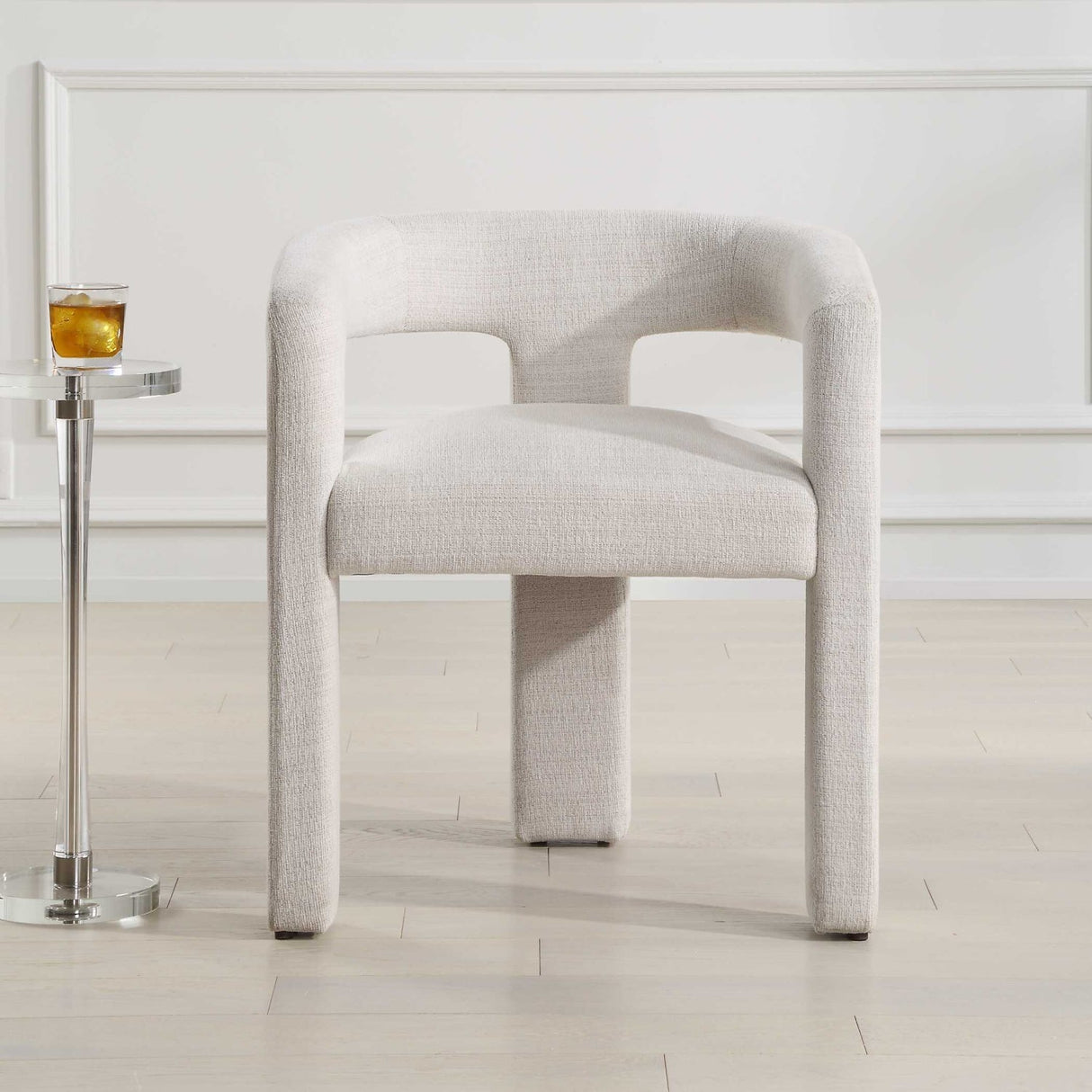 White Three-Legged Dining Chair by Uttermost Perspective, alternate view 8