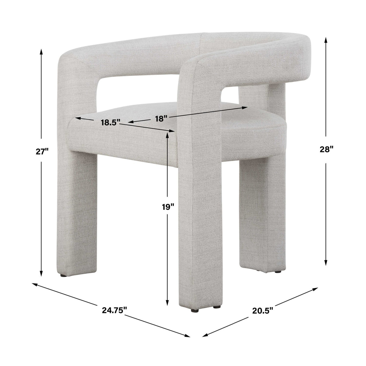 White Three-Legged Dining Chair by Uttermost Perspective, alternate view 9