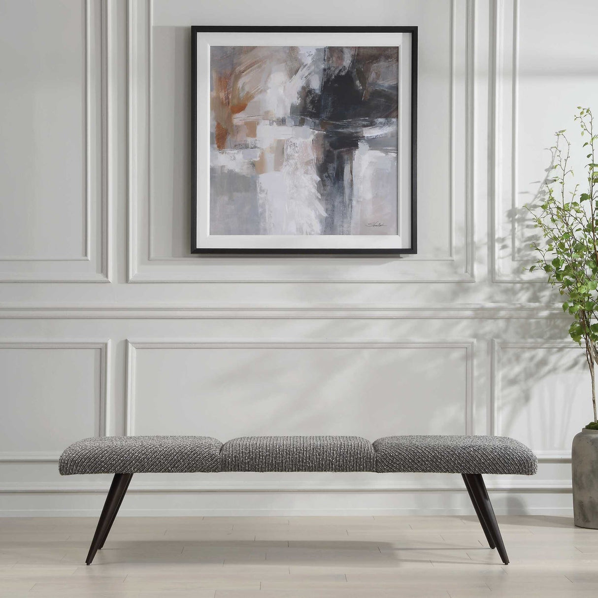 Gray Boucle Bench by Uttermost Bowtie, alternate view 2
