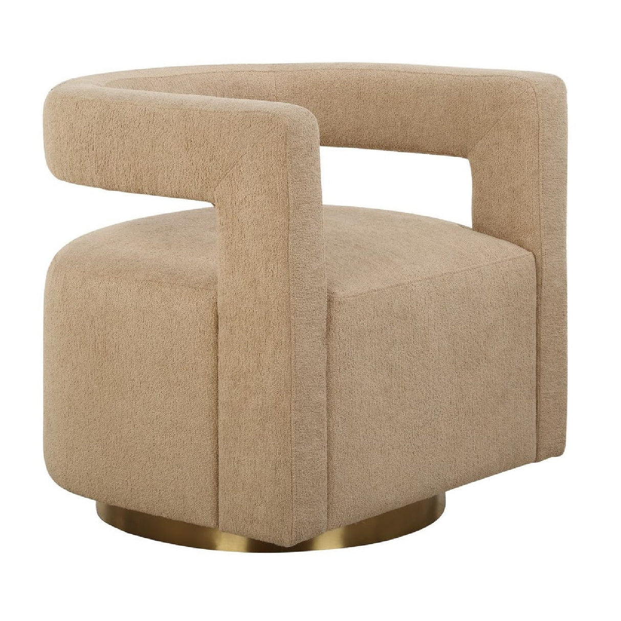 Beige Boucle Modern Swivel Chair by Uttermost Grounded, alternate view 3