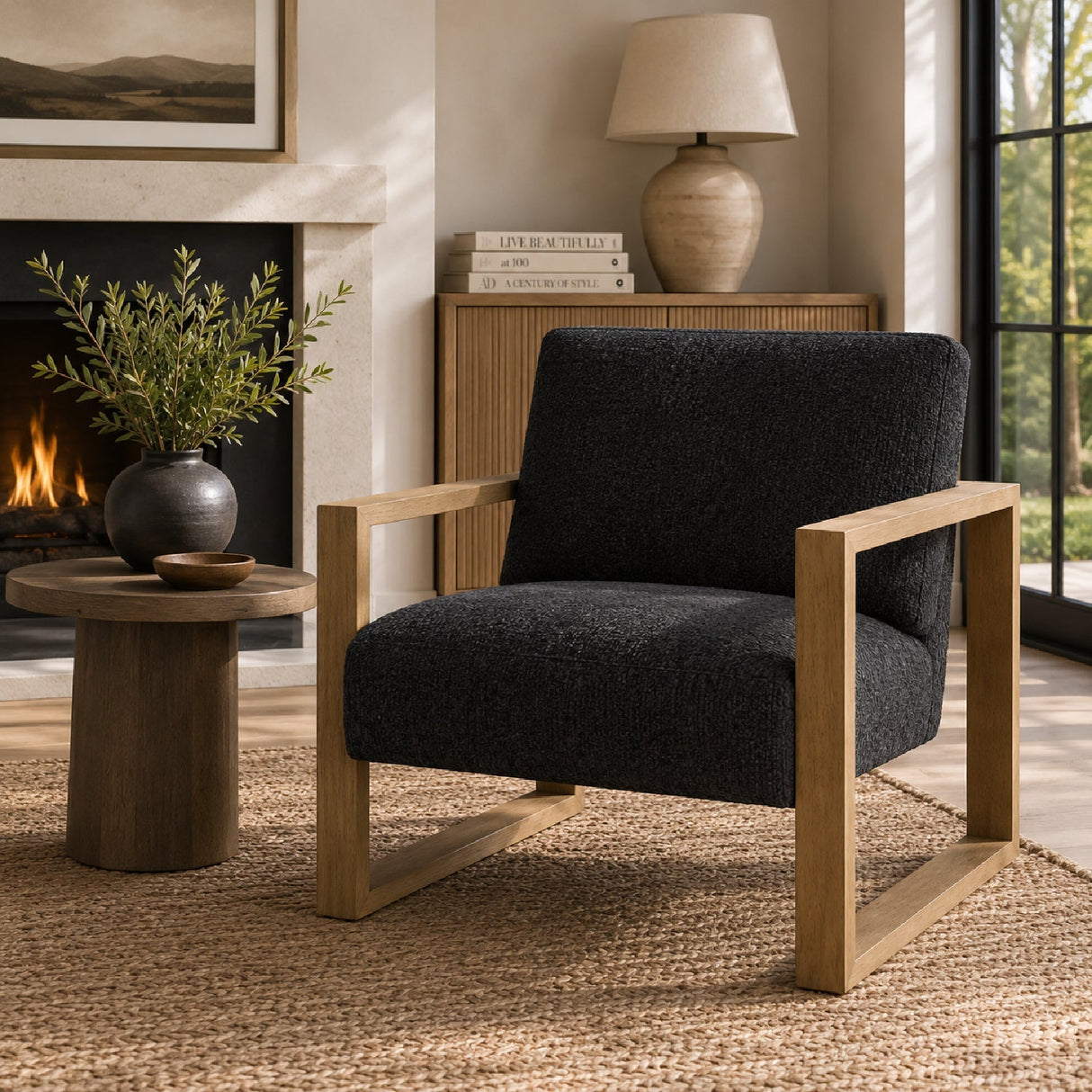 Blue Chenille Accent Chair by Uttermost Suspend, alternate view 4