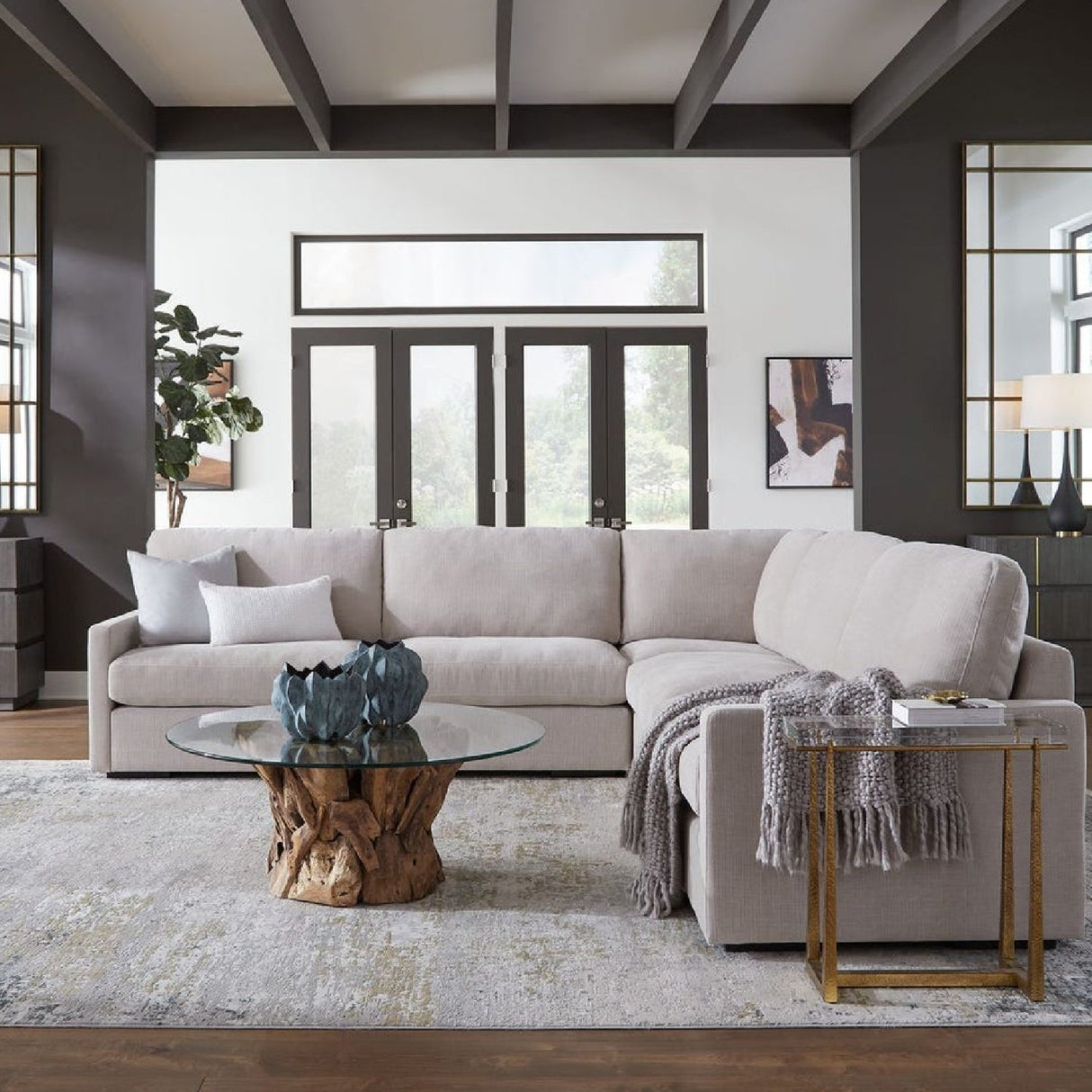 Modern European furniture - Beige Sectional Sofa - www.oroa.com