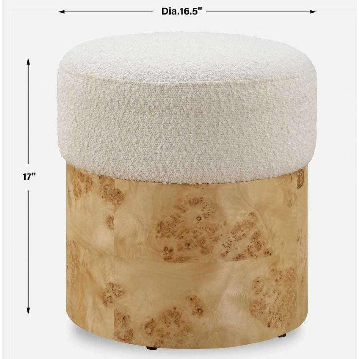 Poplar Burl Base Ottoman by Uttermost Swirls, alternate view 3