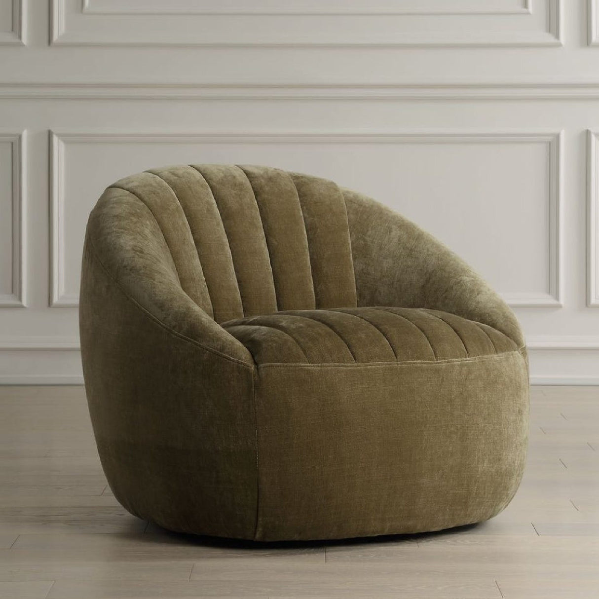 Green Chambray Channeled Swivel Chair by Uttermost Narrows, alternate view 9