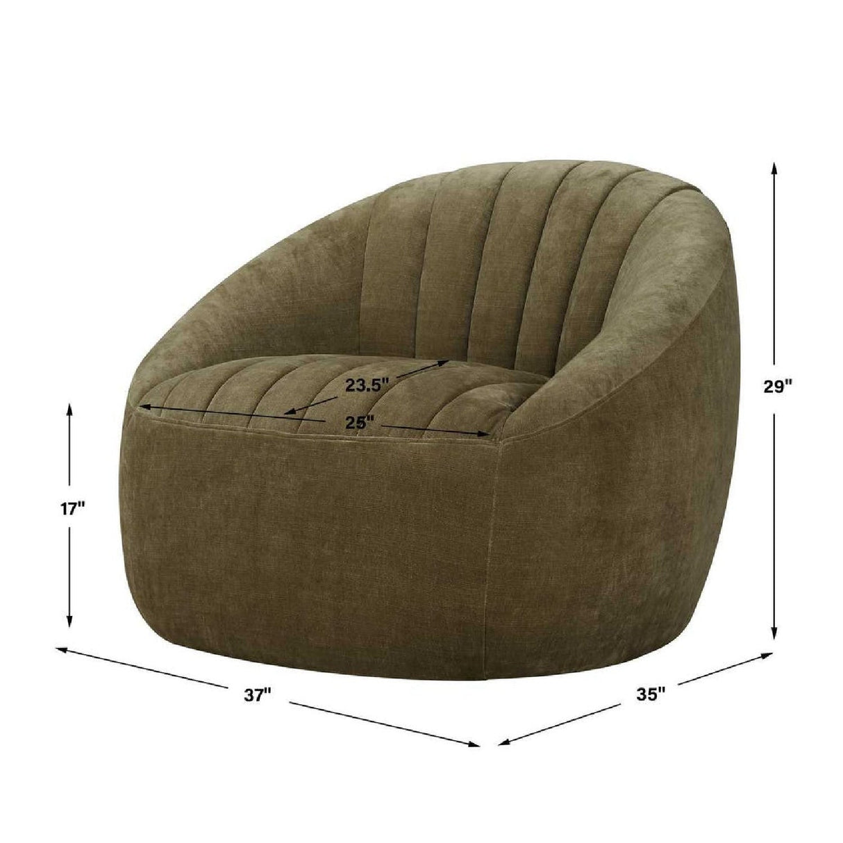 Green Chambray Channeled Swivel Chair by Uttermost Narrows, alternate view 7