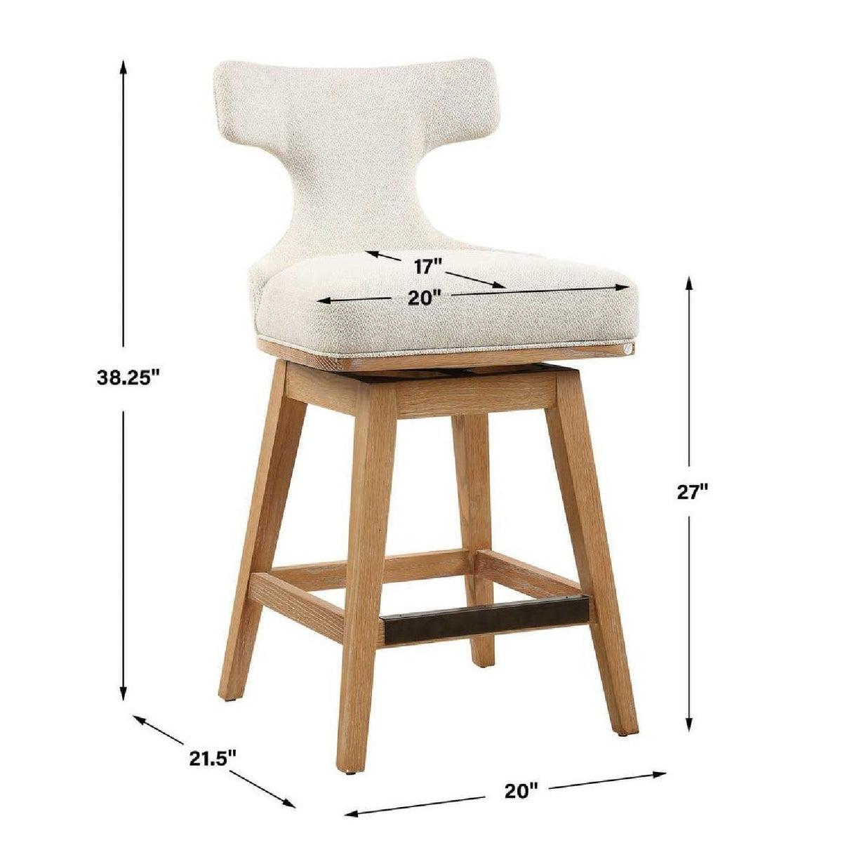 White Swivel Counter Stool by Uttermost Klismos, alternate view 7