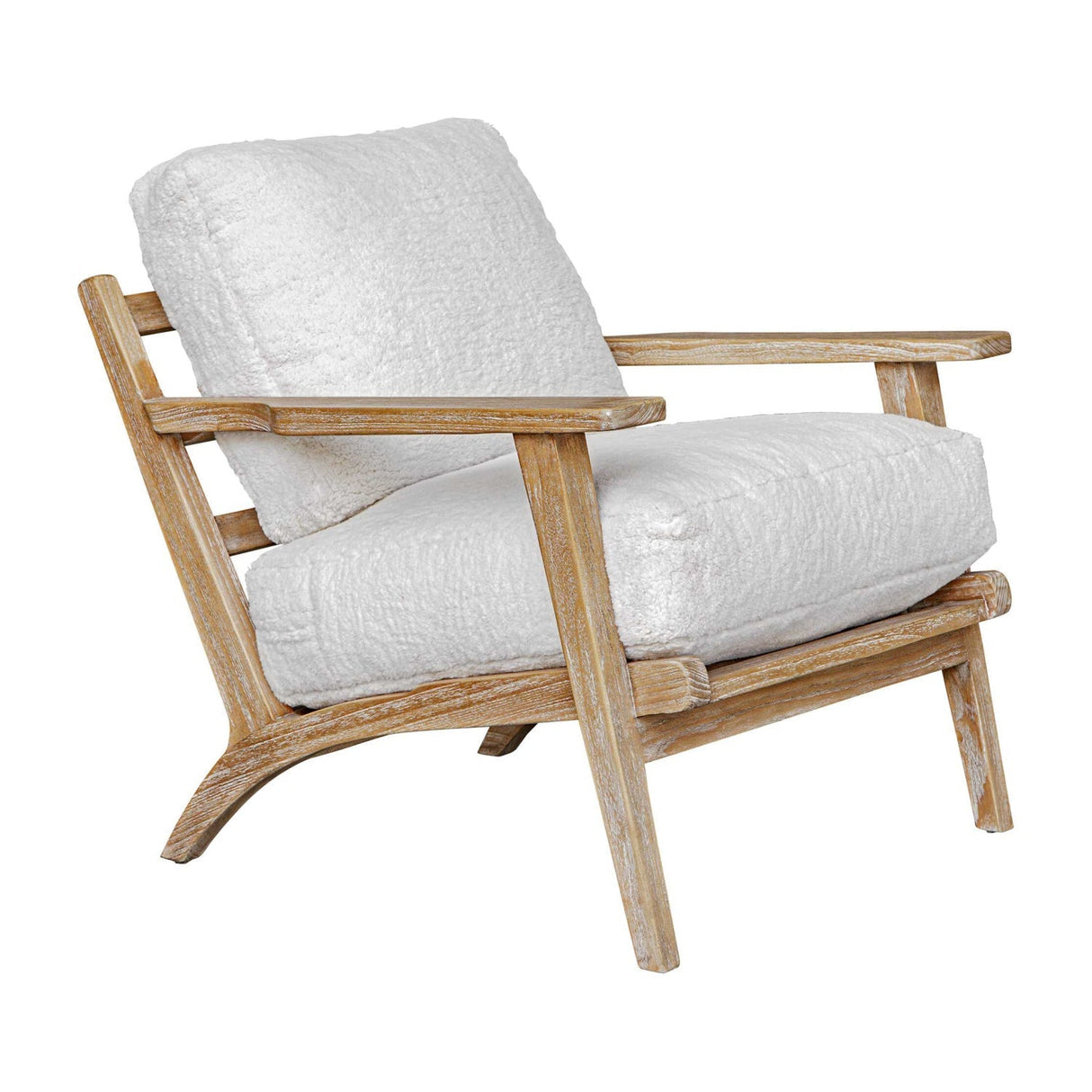 White Sheepskin Cushioned Lounge Chair by Uttermost Laid Back, alternate view 3