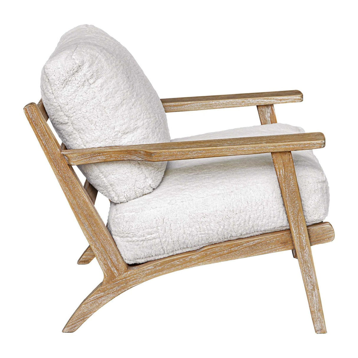 White Sheepskin Cushioned Lounge Chair by Uttermost Laid Back, alternate view 5