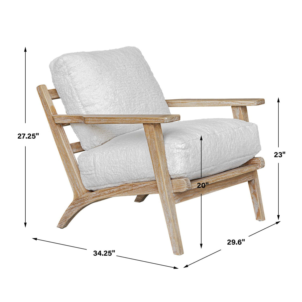 White Sheepskin Cushioned Lounge Chair by Uttermost Laid Back, alternate view 9