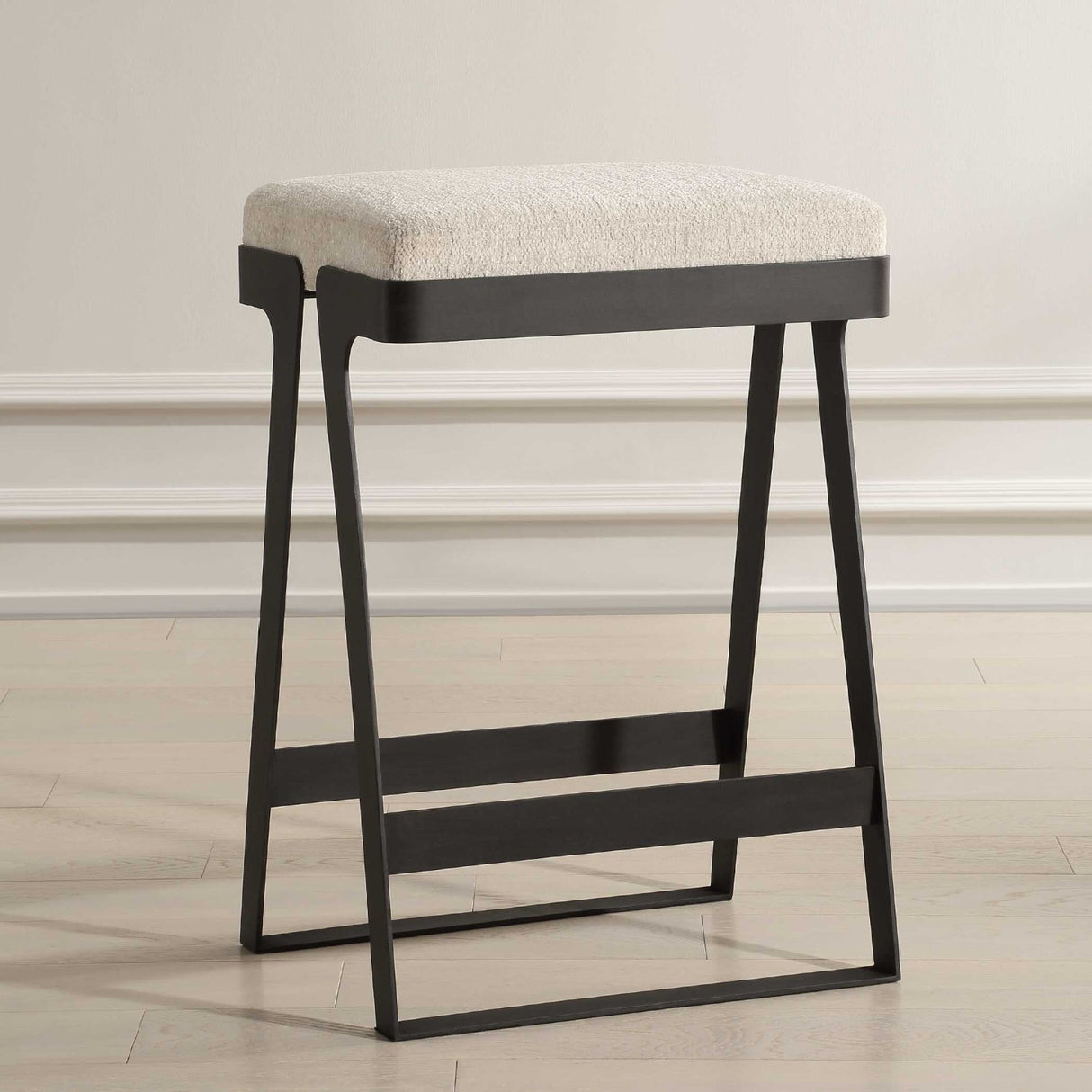 White Boucle Seat Counter Stool by Uttermost Hover, alternate view 5