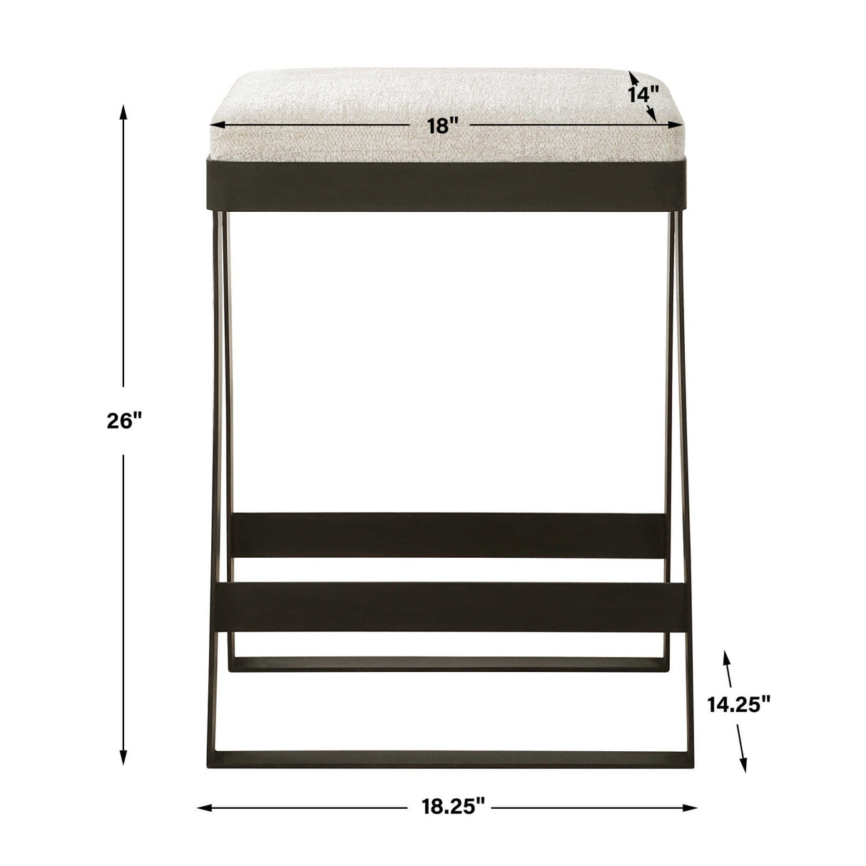 White Boucle Seat Counter Stool by Uttermost Hover, alternate view 7