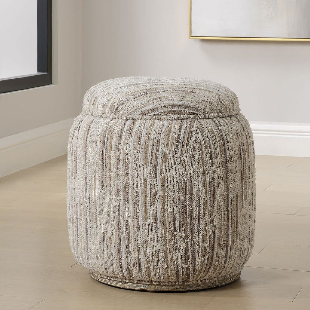 Tan Slubbed Boucle Storage Ottoman by Uttermost Dialogue, alternate view 7