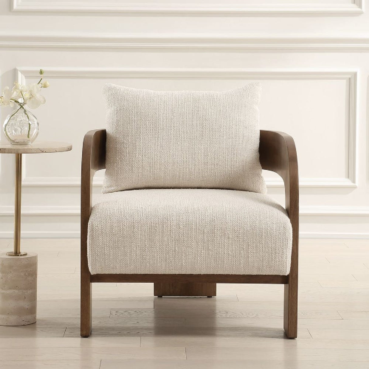 Solid Oak T-Back Accent Chair | Oroa.com