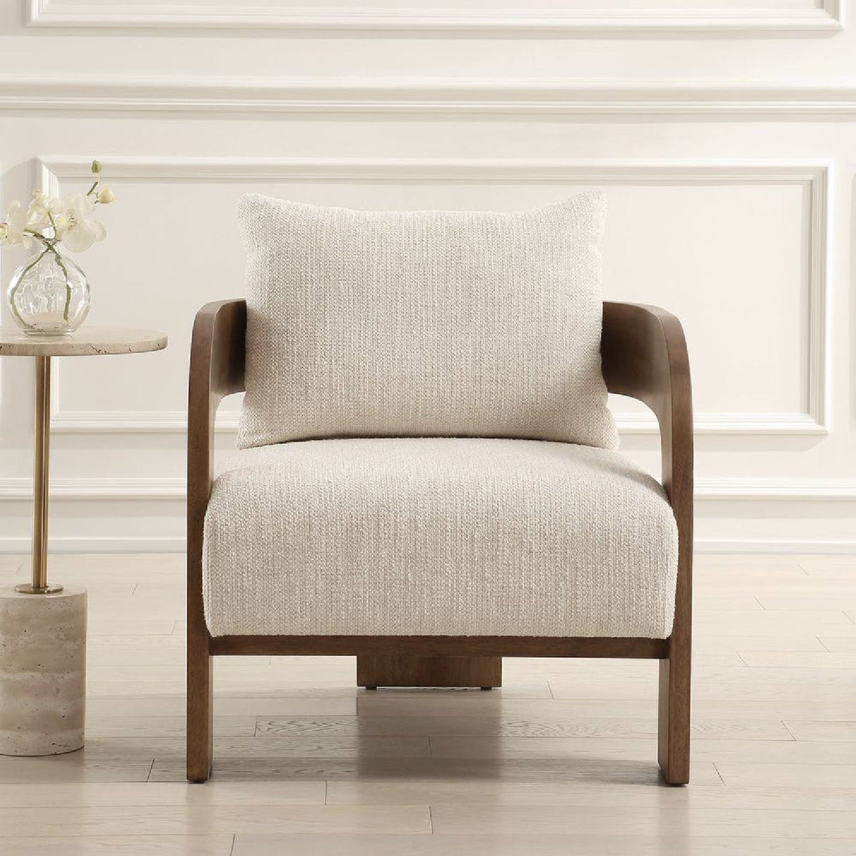 Solid Oak T-Back Accent Chair by Uttermost Rowan, alternate view 2
