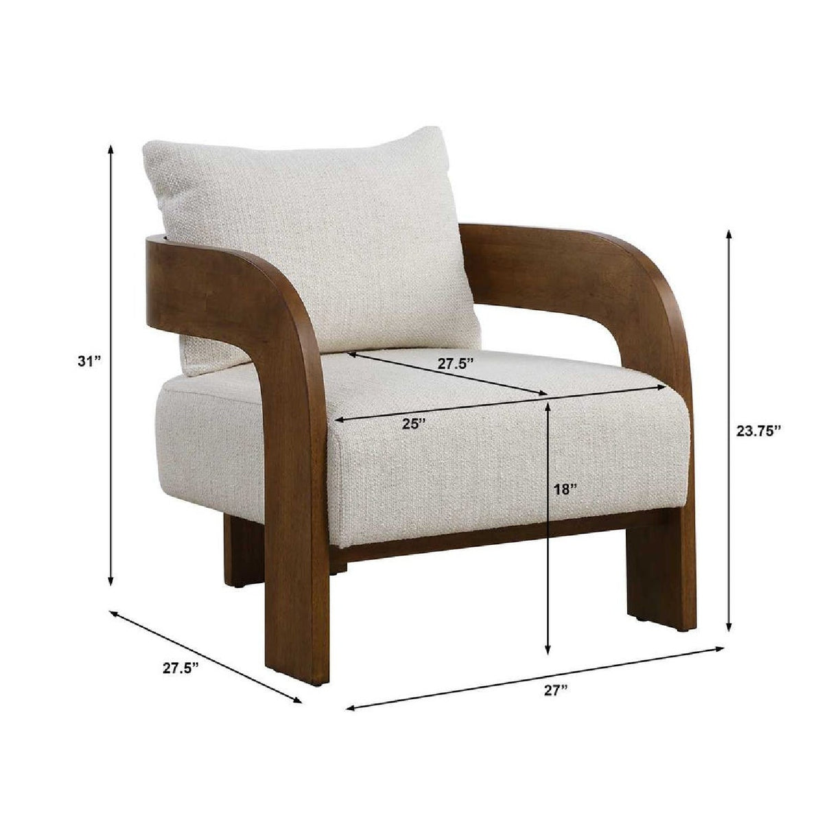 Solid Oak T-Back Accent Chair by Uttermost Rowan, alternate view 7