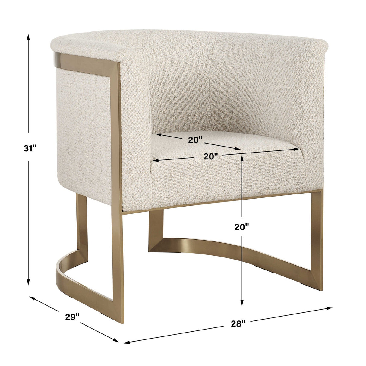 Tan Boucle Cantilevered Accent Chair by Uttermost Bellina, alternate view 8