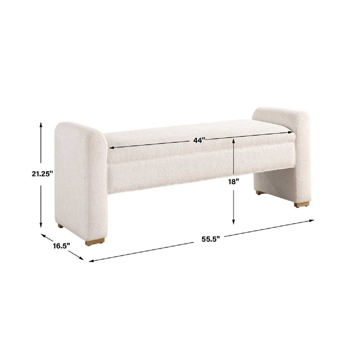 White Boucle Modern Bench by Uttermost Caliste, alternate view 6