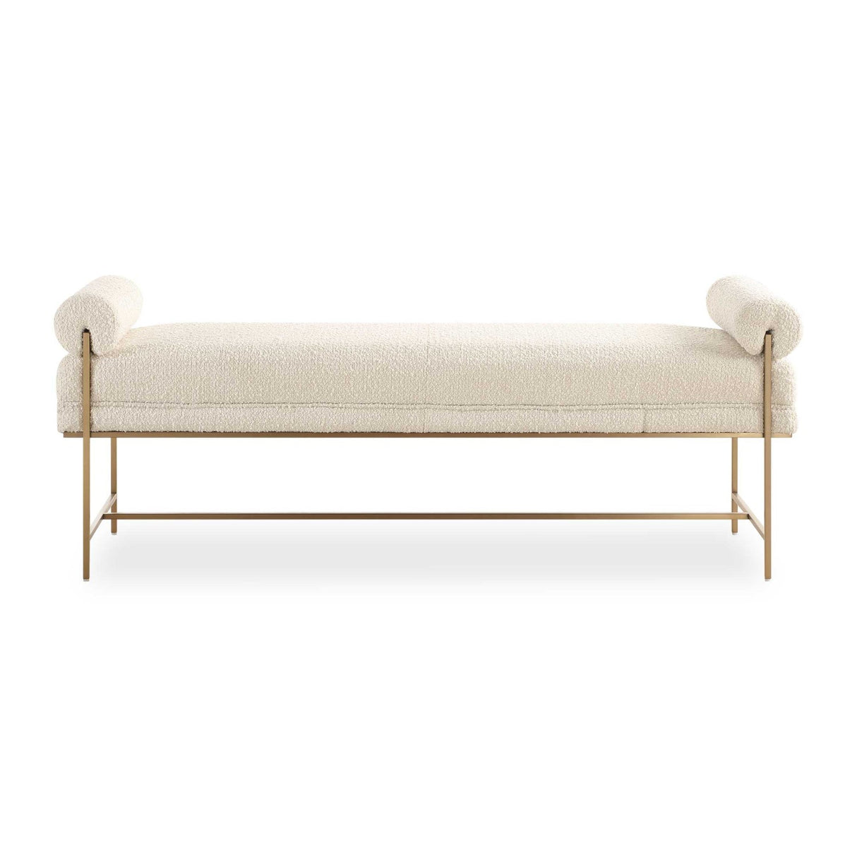 White Boucle Modern Bench by Uttermost Bolster