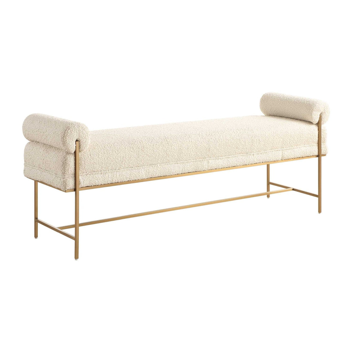 White Boucle Modern Bench by Uttermost Bolster, alternate view 3