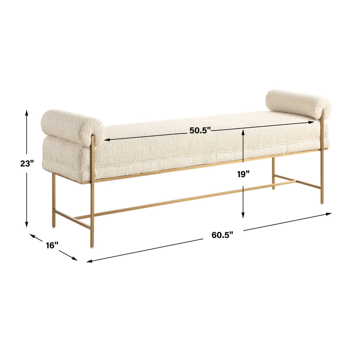 White Boucle Modern Bench by Uttermost Bolster, alternate view 7
