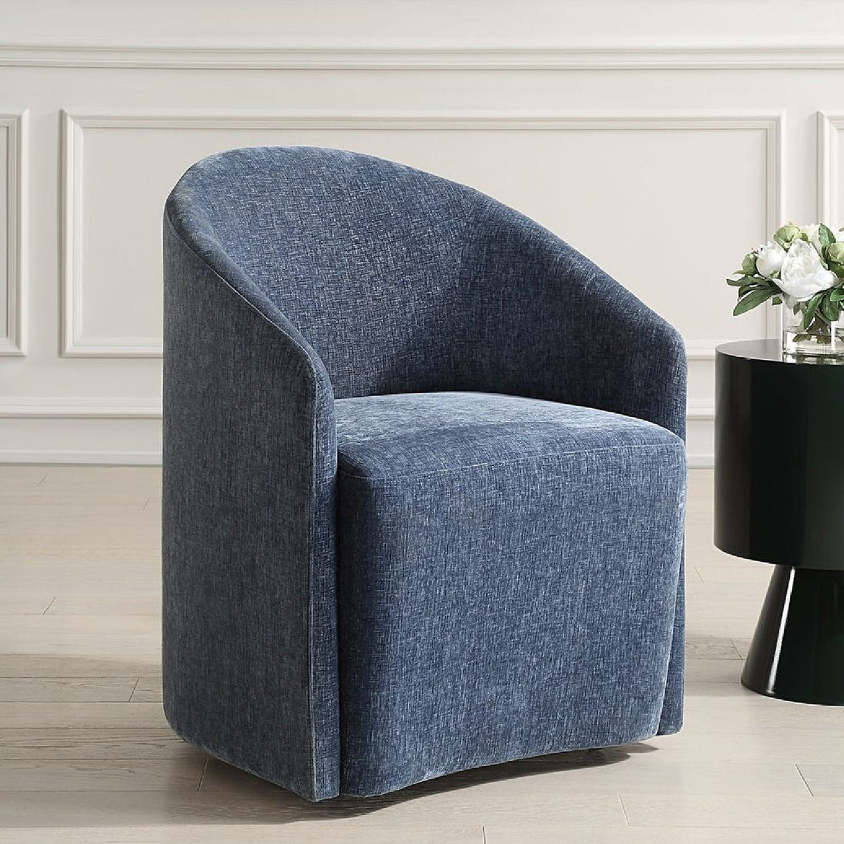 Modern European furniture - Velvet Dining Chair with Casters - www.oroa.com