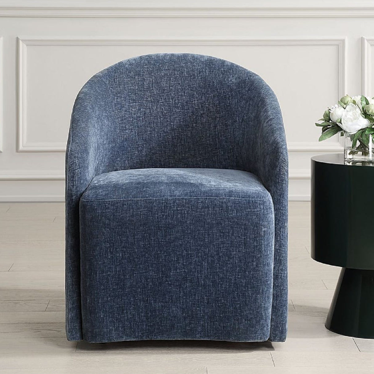 Modern European furniture - Velvet Dining Chair with Casters - www.oroa.com