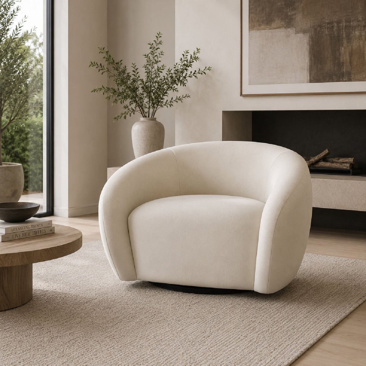 Modern European furniture - Curved-Back Velvet Swivel Chair - www.oroa.com